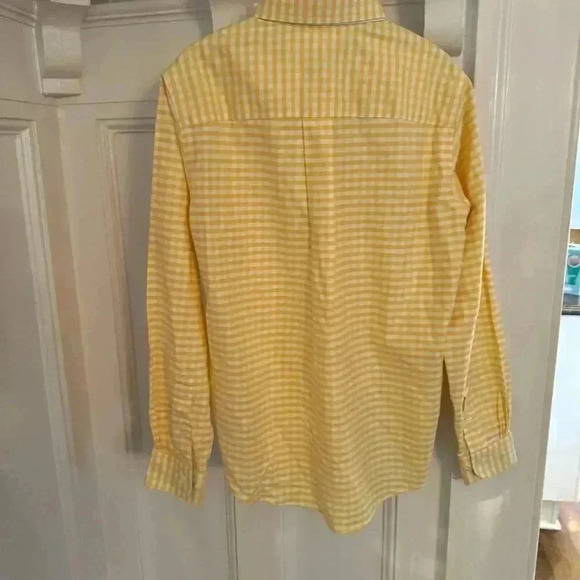 NWT Brooks Brothers boys button down shirt. Yellow & white check size M - Picture 3 of 9
